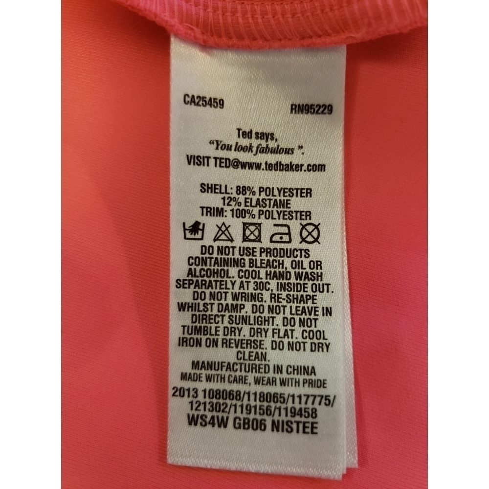 Ted Baker Nistee Side Pleat Neon Pink Flare Skater Dress - Picture 6 of 9